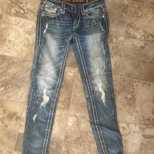 Rock Revival Distressed Blue Skinny Jeans